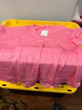 ANDREE BY UNIT Bright Pink Semi-Sheer Women's Blouse